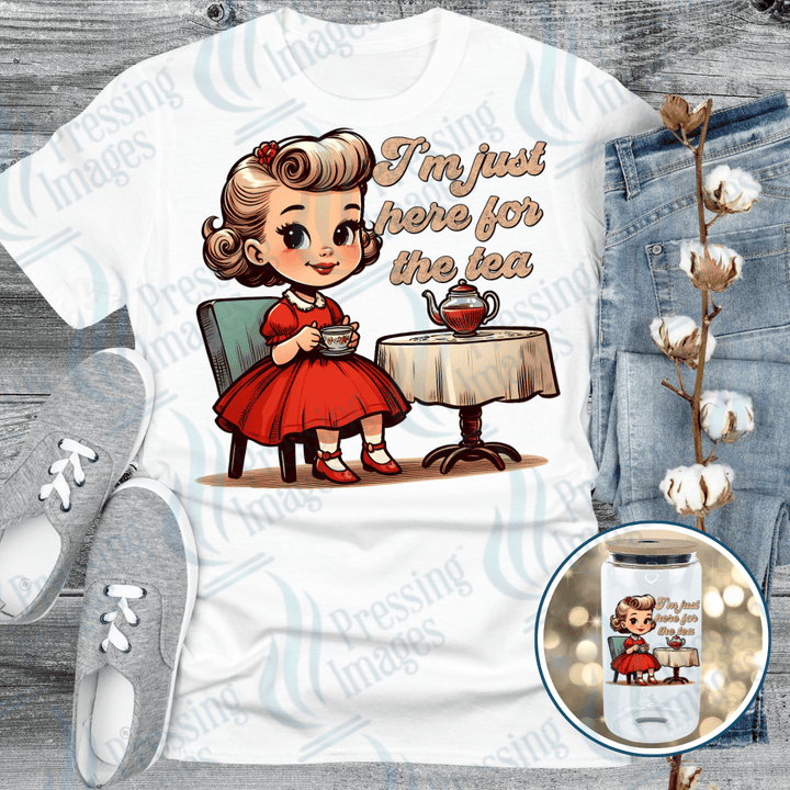 DTF 6141 I'm Just Here For Tea - Pressing Images