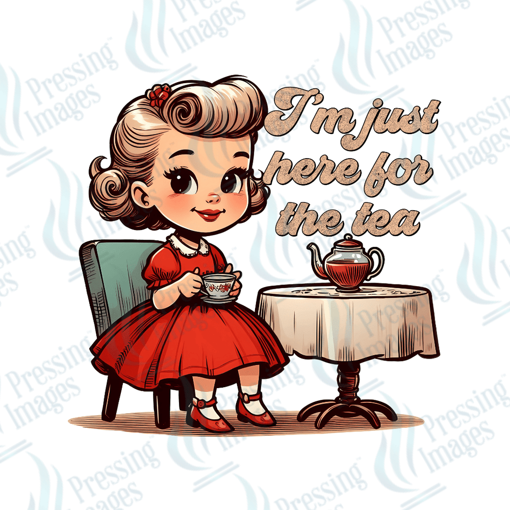 DTF 6141 I'm Just Here For Tea - Pressing Images