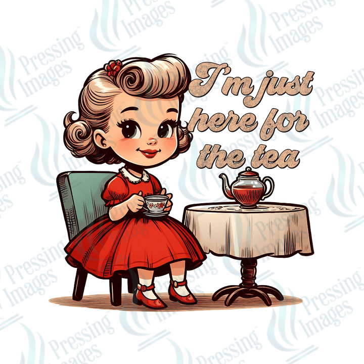 DTF 6141 I'm Just Here For Tea - Pressing Images