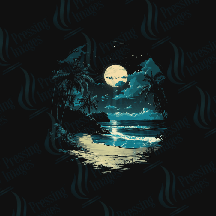 DTF 6148 Moonlit Beach ( Best on dark) - Pressing Images