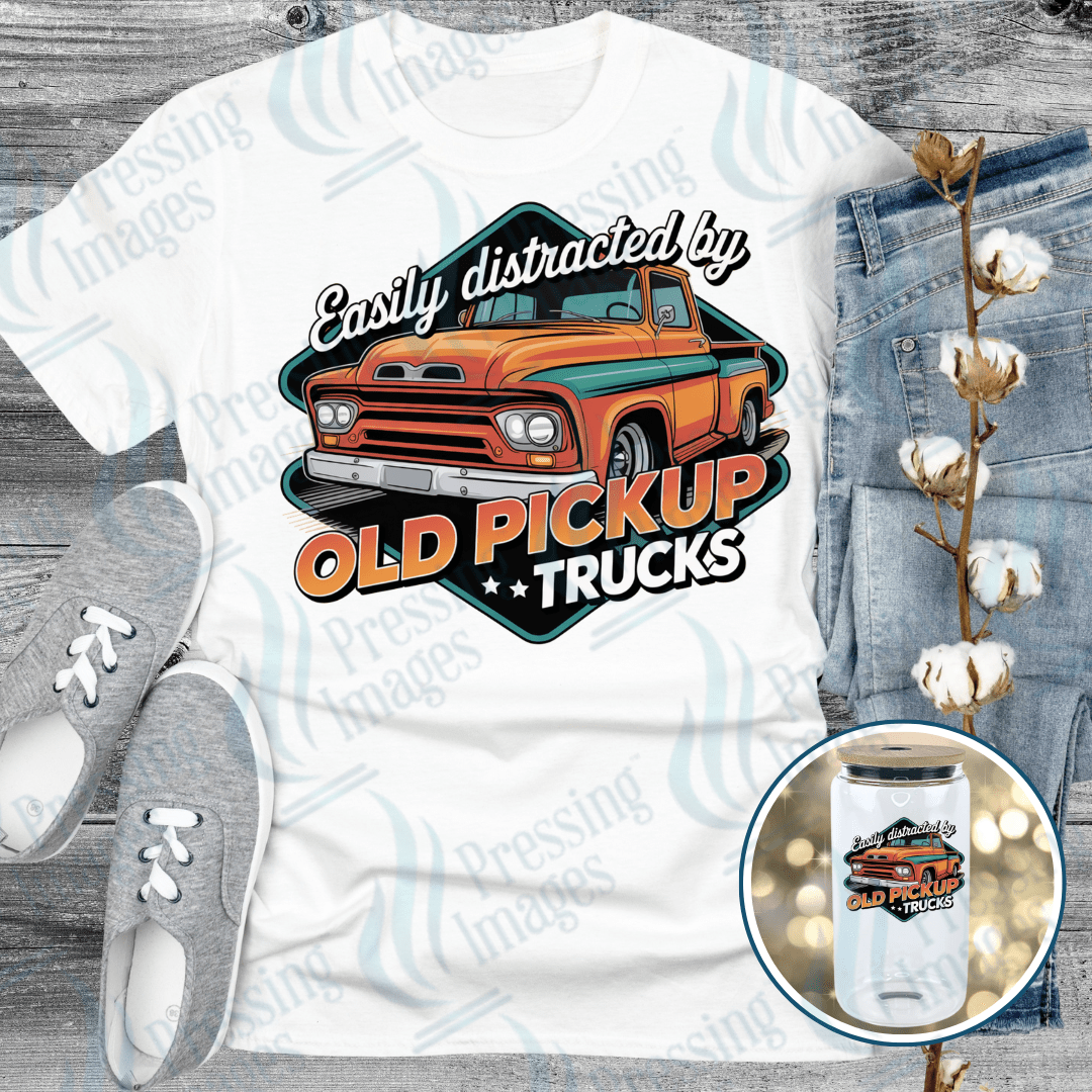DTF 6414 Easily Distracted By Old Pick Up Trucks - Pressing Images