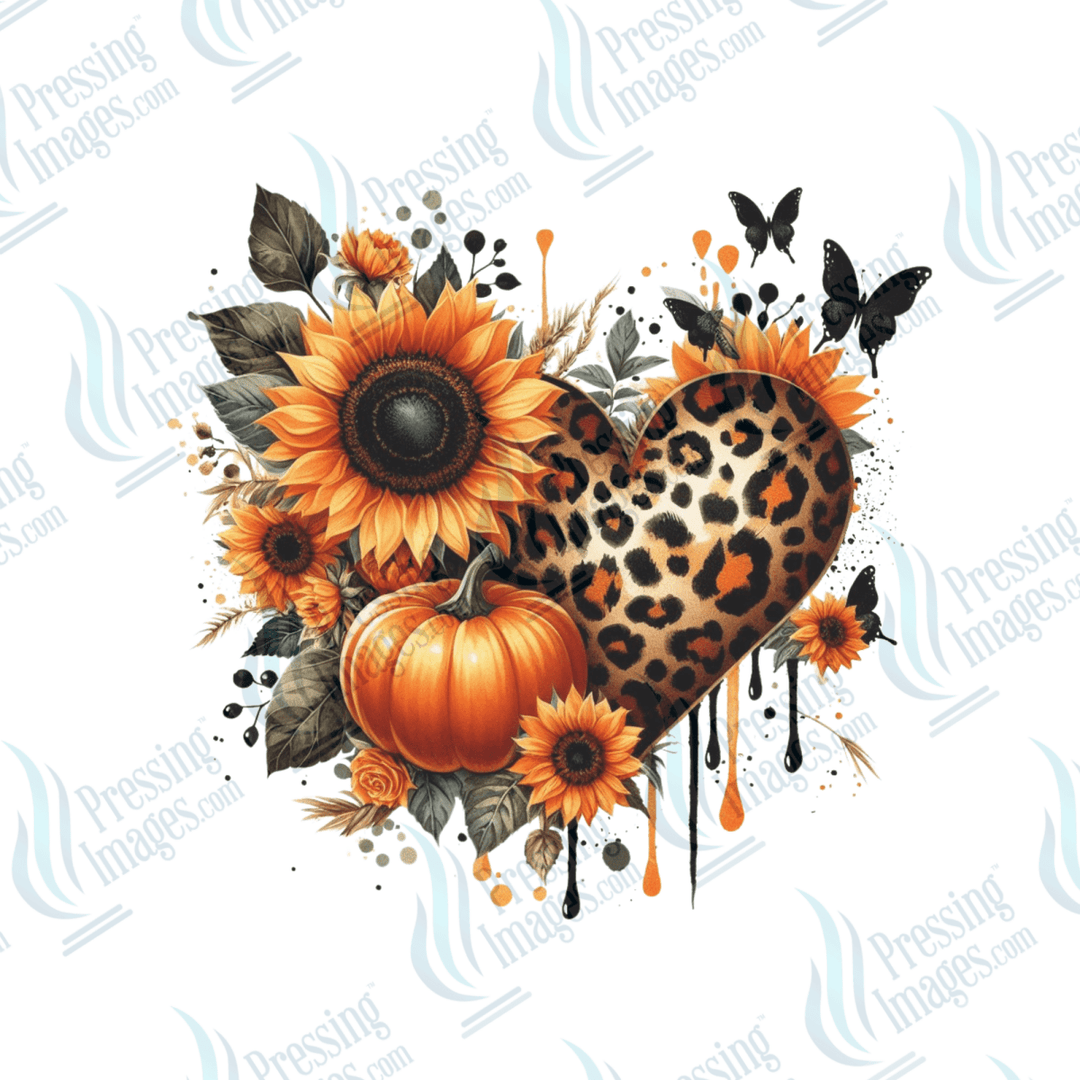 DTF 6485 Leopard Heart Fall - Pressing Images