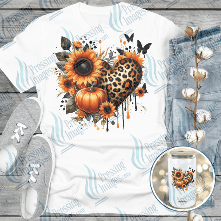 DTF 6485 Leopard Heart Fall - Pressing Images