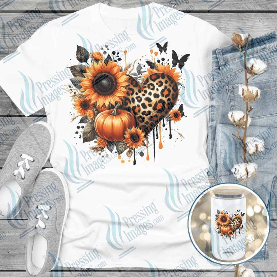 DTF 6485 Leopard Heart Fall - Pressing Images