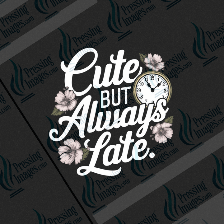 DTF 6489 Cute But Always Late - Pressing Images