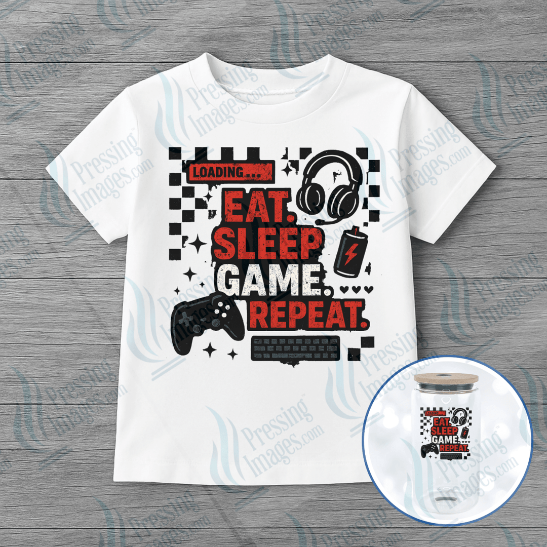 DTF 6558 Eat Sleep Game Repeat - Pressing Images