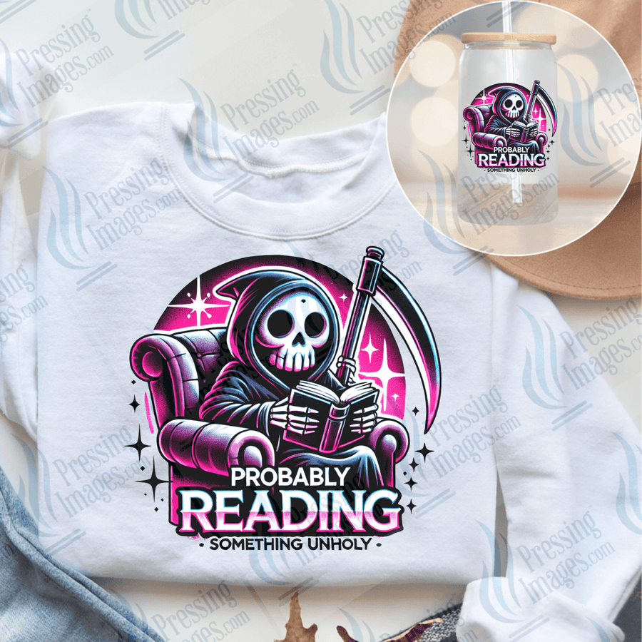 DTF 6571 Probably Reading Something Unholy — Pressing Images Canada