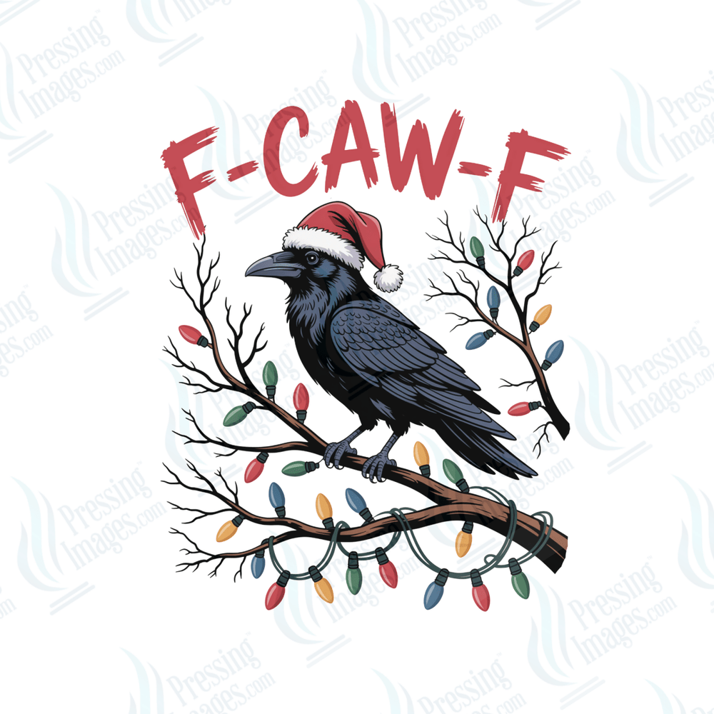 DTF 6605 F Caw F Christmas Raven - Pressing Images
