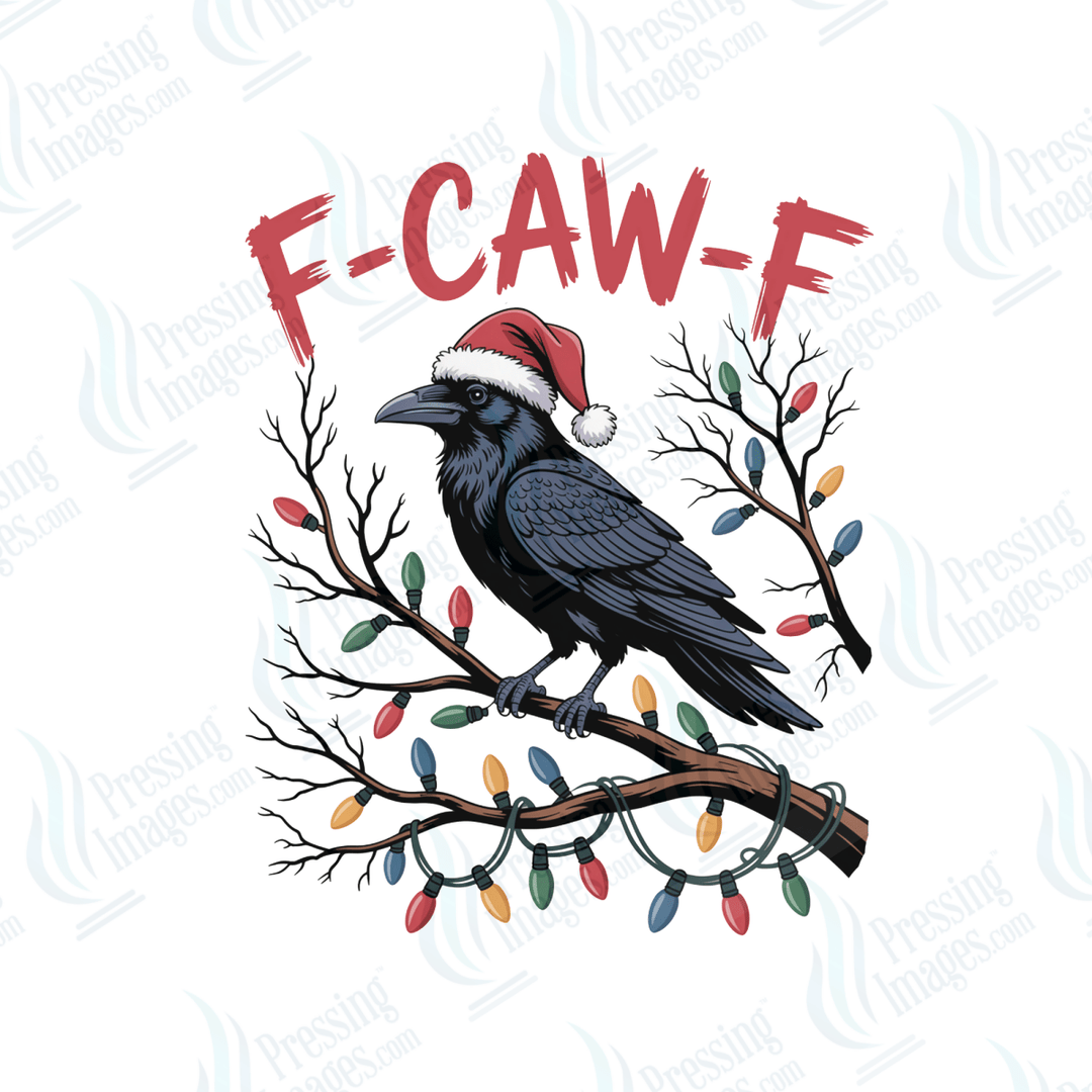 DTF 6605 F Caw F Christmas Raven - Pressing Images
