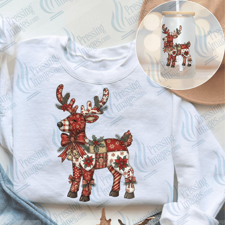 DTF 6639 Patchwork Reindeer — Pressing Images Canada