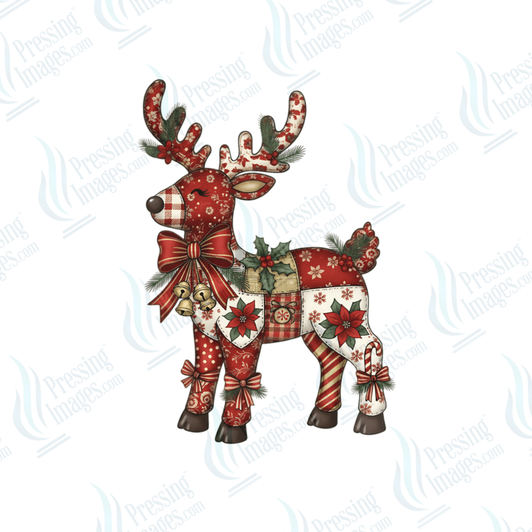 DTF 6639 Patchwork Reindeer - Pressing Images