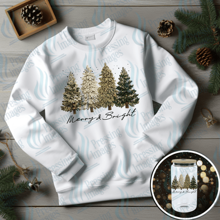 DTF 6675 Merry and Bright Trees - Pressing Images