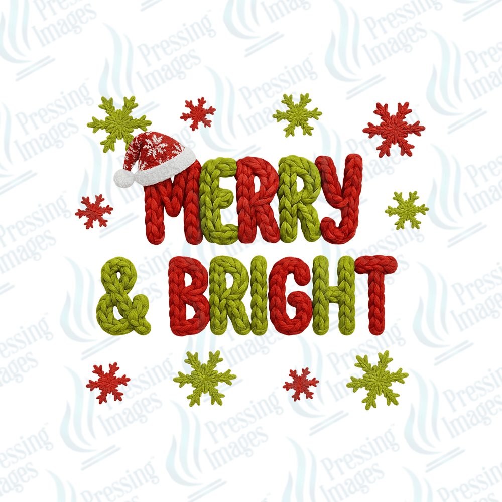 DTF 6683 Faux Yarn Merry and Bright - Pressing Images