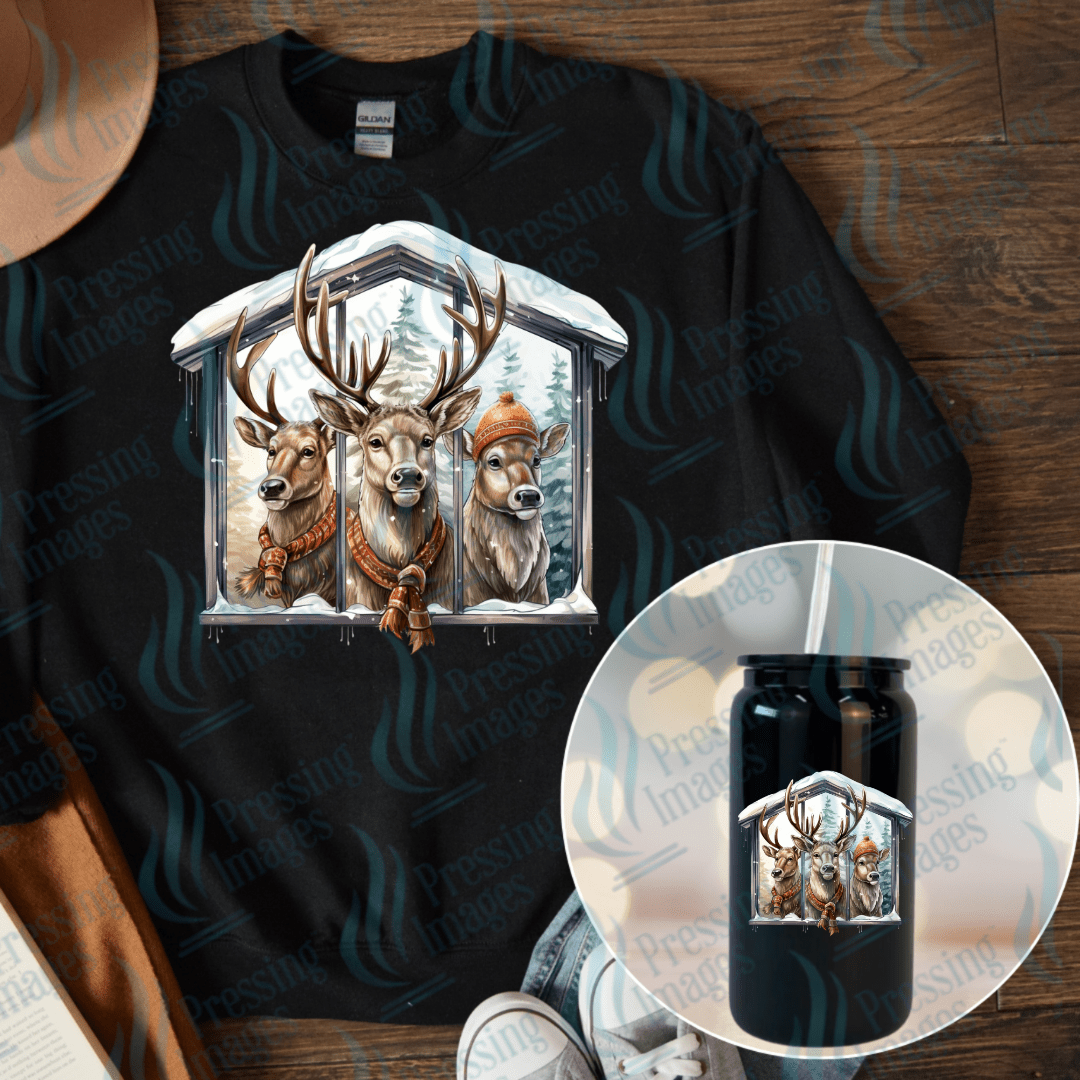 DTF 6712 Winter Deer Family — Pressing Images Canada