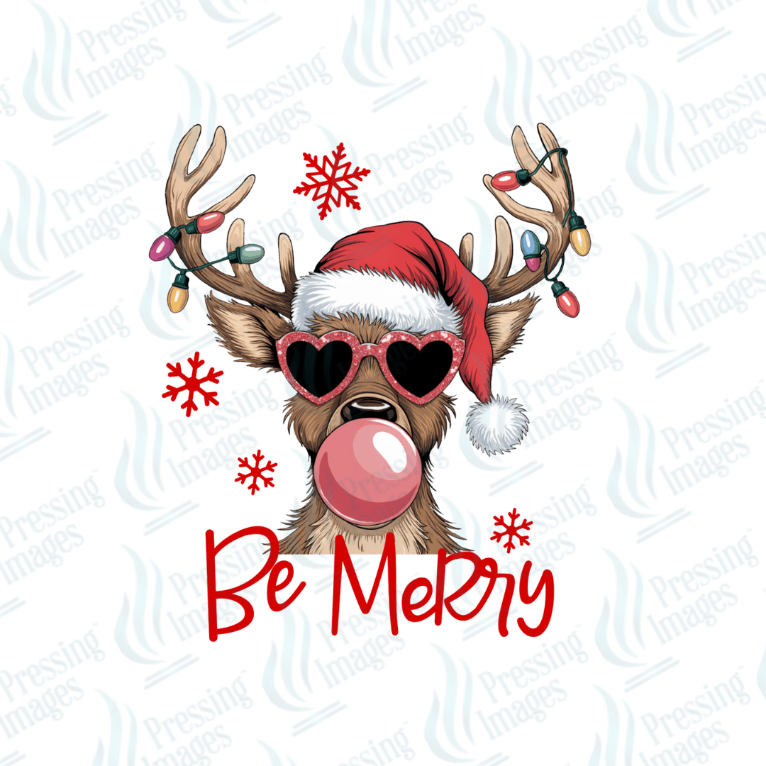DTF 6713 Be Merry Reindeer - Pressing Images