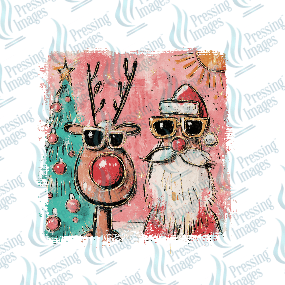 DTF 6724 Preppy Santa Reindeer - Pressing Images
