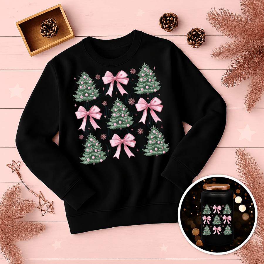 DTF 6735 Coquette Christmas Trees - Pressing Images