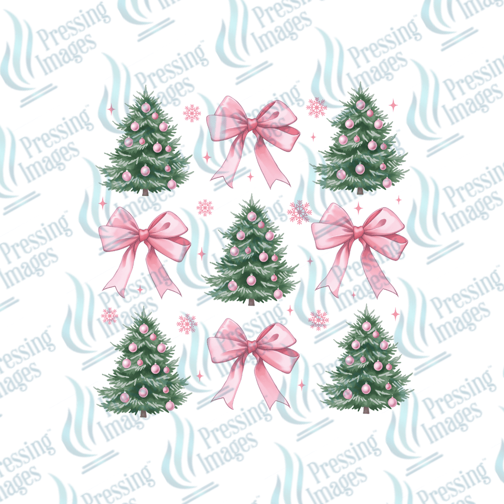 DTF 6735 Coquette Christmas Trees - Pressing Images