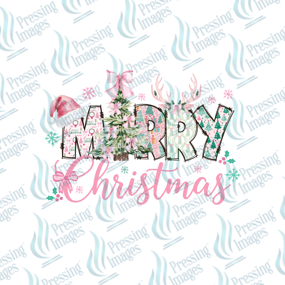 DTF 6738 Pink Merry Christmas - Pressing Images