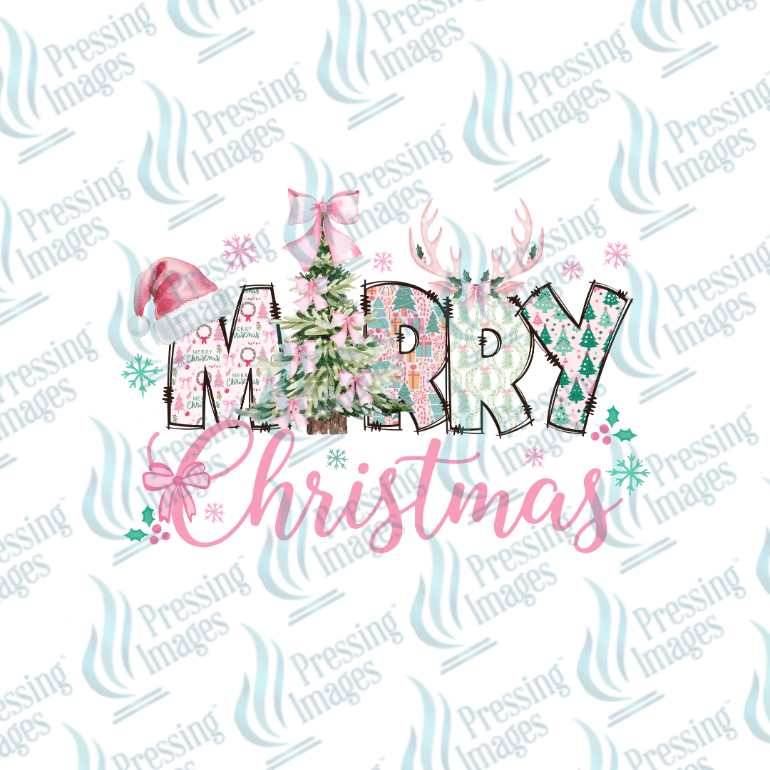 DTF 6738 Pink Merry Christmas - Pressing Images