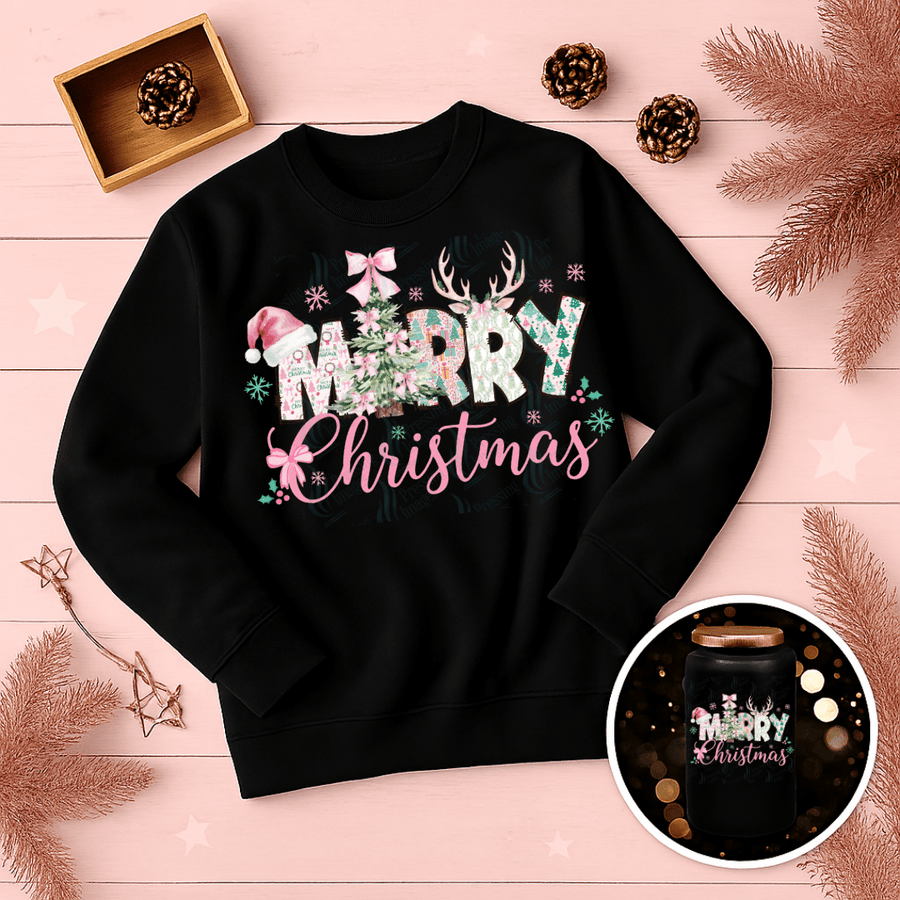 DTF 6738 Pink Merry Christmas — Pressing Images Canada