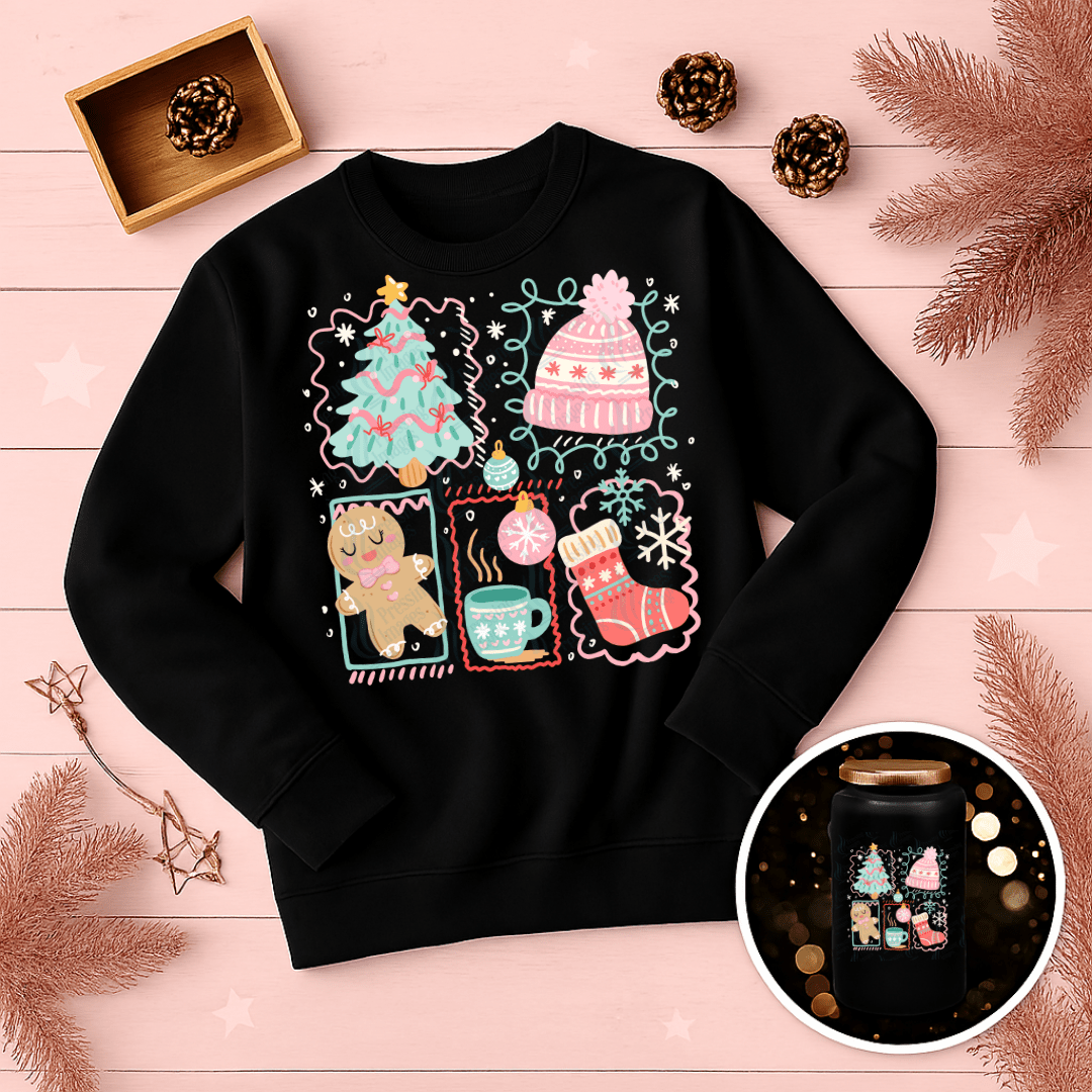 DTF 6739 Pink Collage Christmas - Pressing Images
