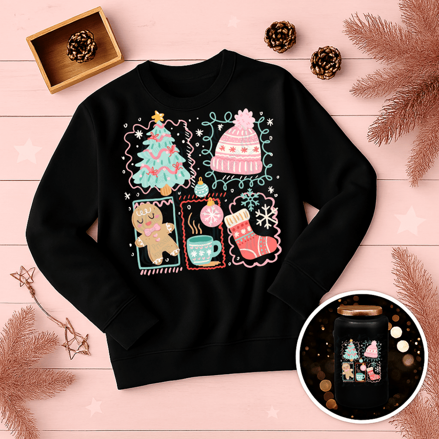 DTF 6739 Pink Collage Christmas - Pressing Images
