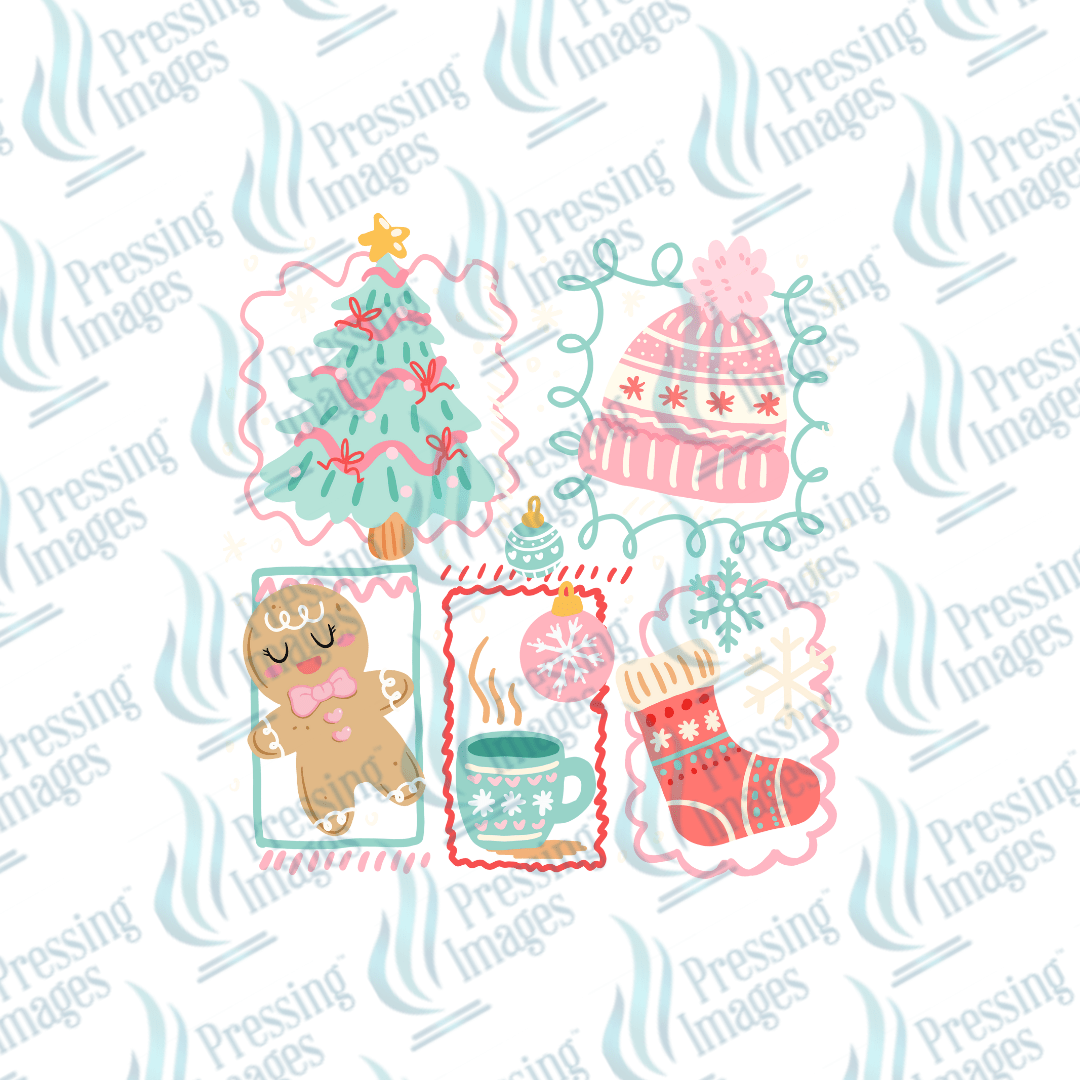 DTF 6739 Pink Collage Christmas - Pressing Images