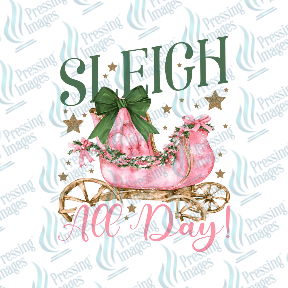 DTF 6748 Pink Christmas Sleigh All Day - Pressing Images