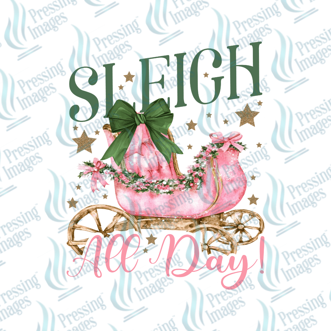 DTF 6748 Pink Christmas Sleigh All Day - Pressing Images