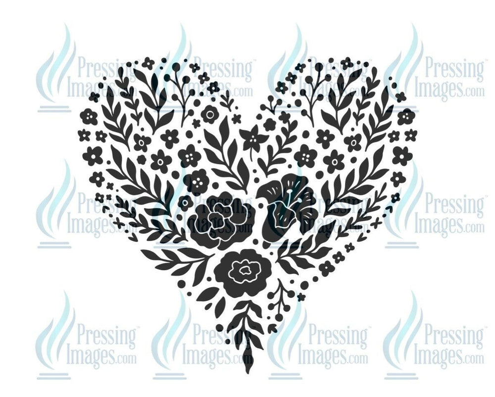 DTF: 691 floral heart - Pressing Images