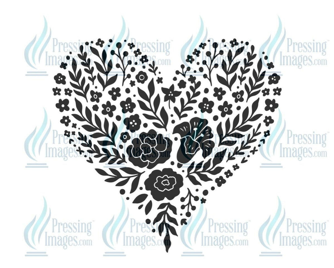 DTF: 691 floral heart - Pressing Images