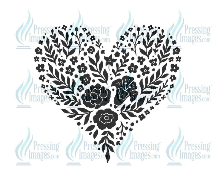 DTF: 691 floral heart - Pressing Images