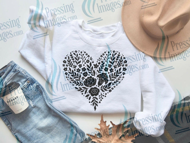 DTF: 691 floral heart - Pressing Images