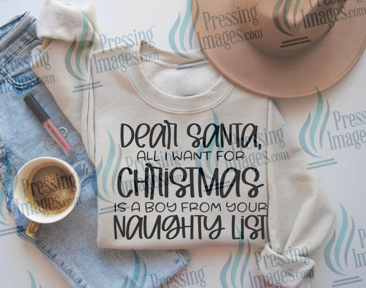DTF: 723 Dear Santa all I want for Christmas is a boy from your naughty list - Pressing Images
