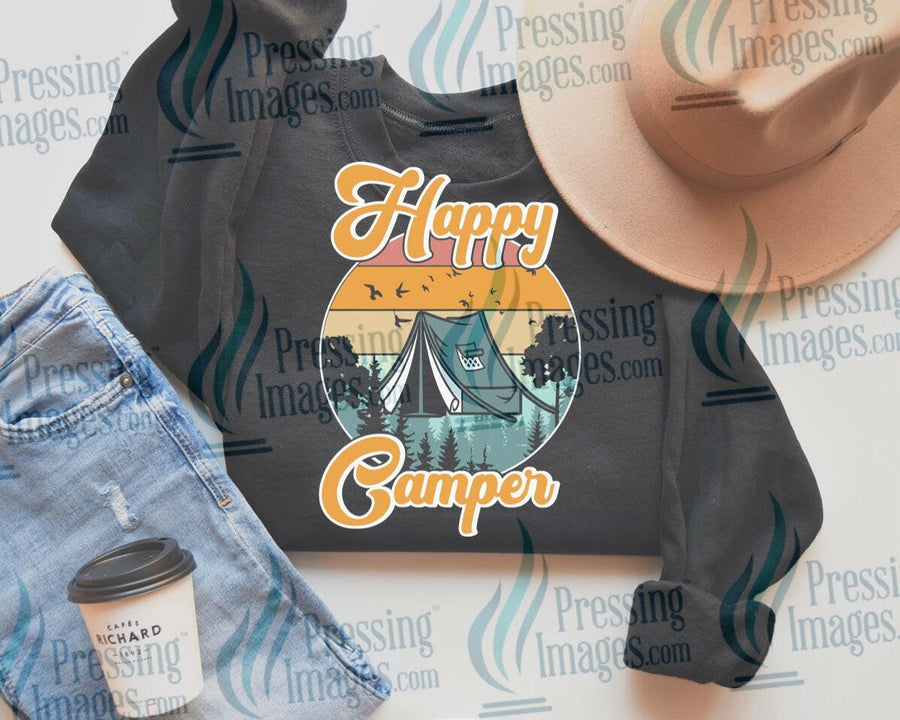 DTF: 766 Happy camper - Pressing Images