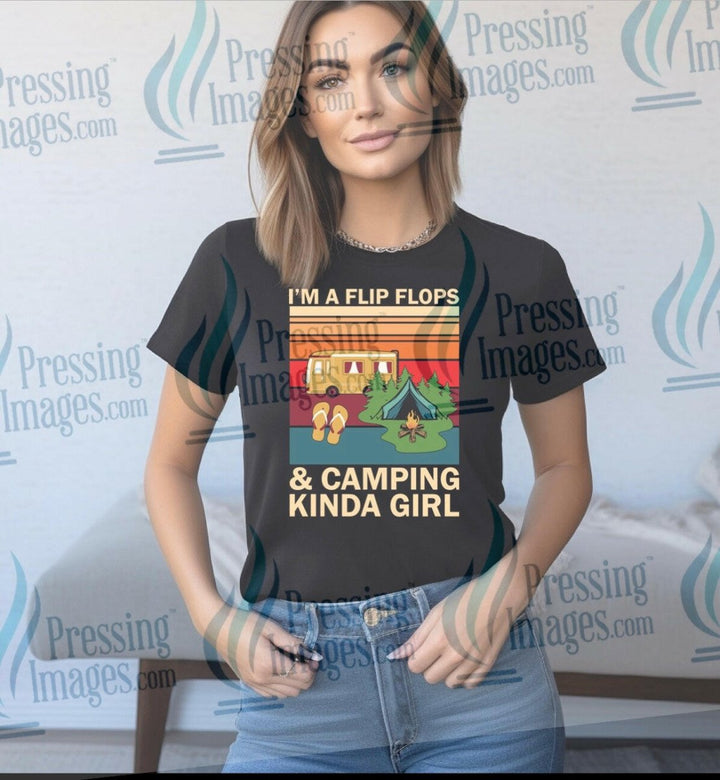 DTF: 819 Flip flop and camping girl - Pressing Images