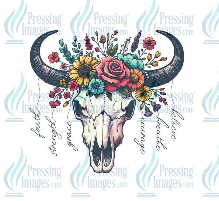 DTF: 876 Faith skull - Pressing Images