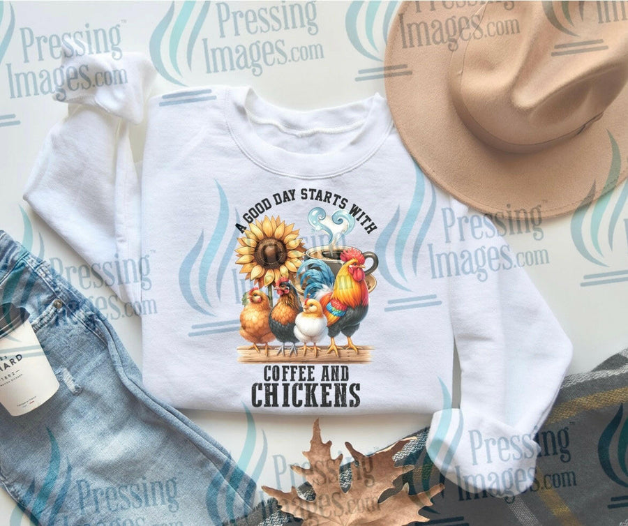 DTF: 915 A good day starts with coffee and chickens - Pressing Images