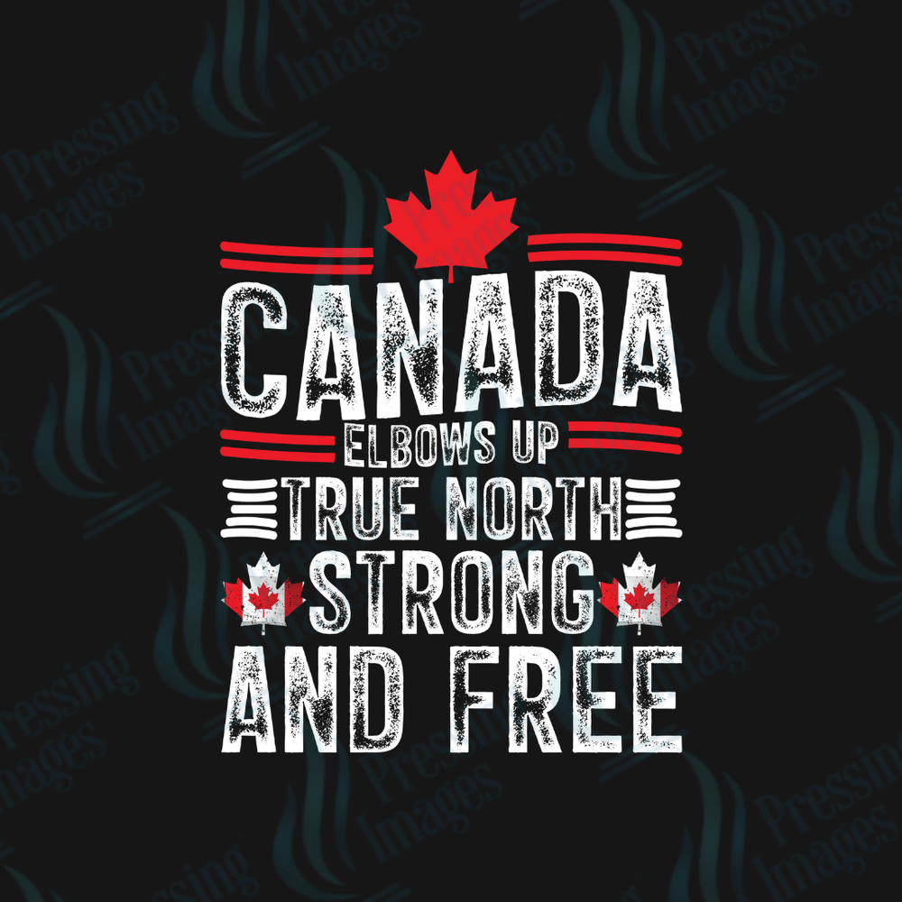 DTF HP 1111 Canada Elbows Up True North Strong & Free - Pressing Images