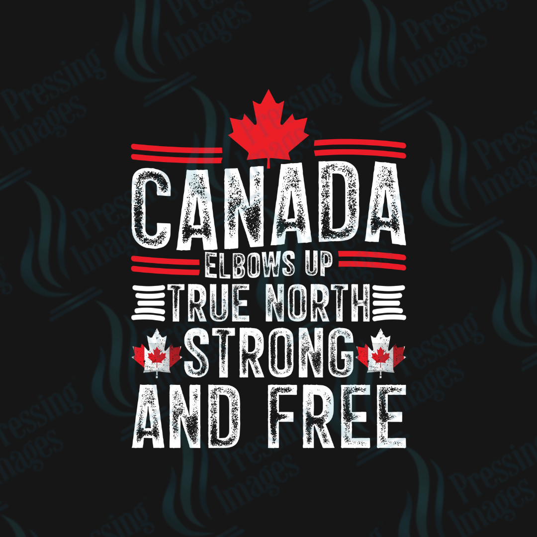 DTF HP 1111 Canada Elbows Up True North Strong & Free - Pressing Images