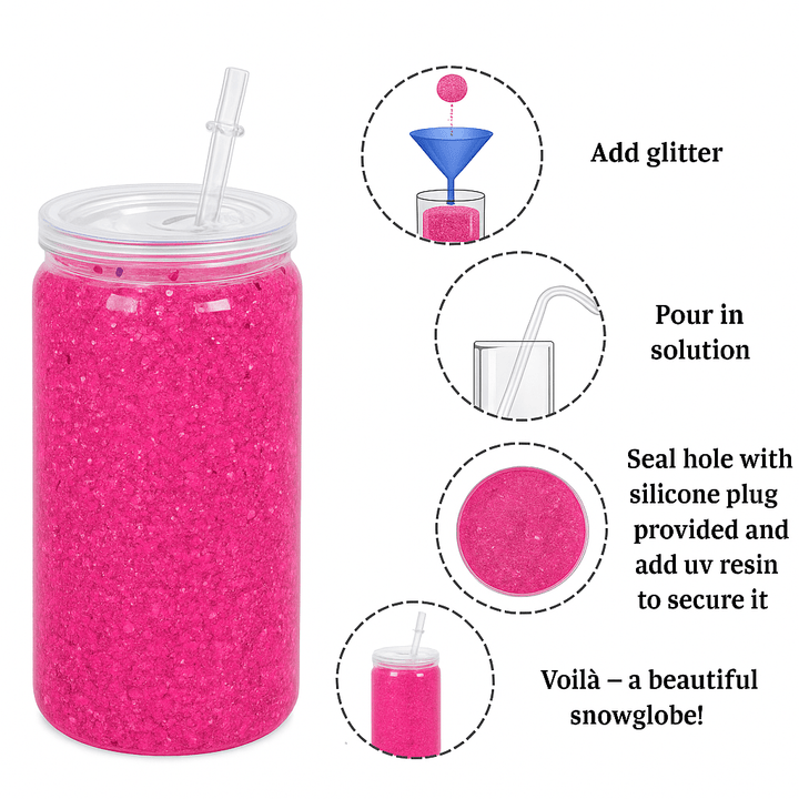 Leakproof 16oz Acrylic Snow Globe Can Tumbler - Pressing Images