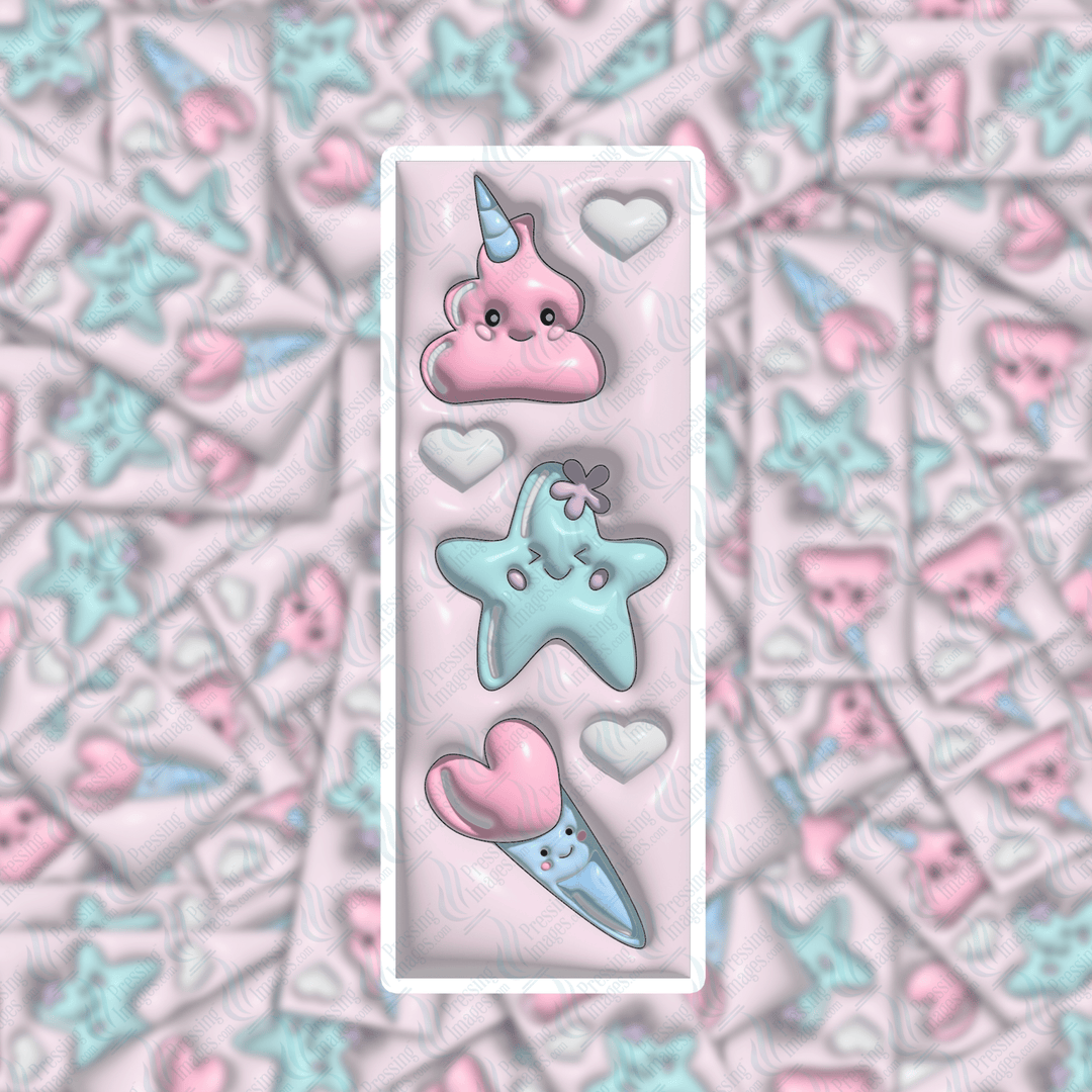 PI 0401 Puffy Star Bookmark Decal & Acrylic Blank - Pressing Images