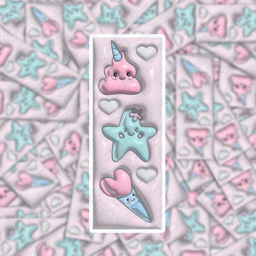 PI 0401 Puffy Star Bookmark Decal & Acrylic Blank - Pressing Images