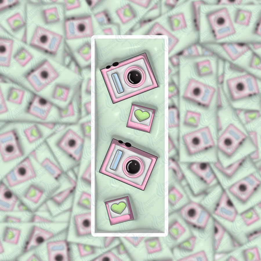 PI 0402 Puffy Camera Bookmark Decal & Acrylic Blank - Pressing Images
