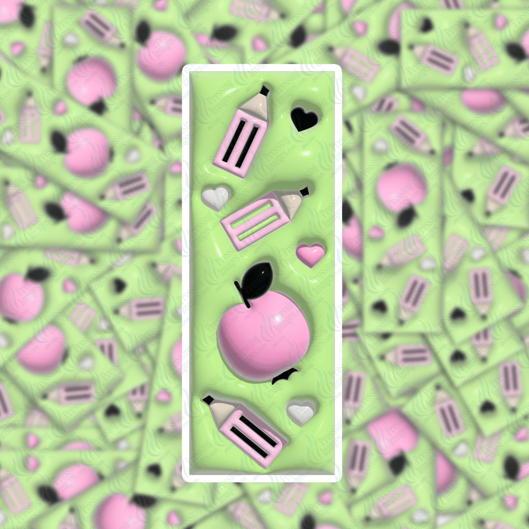 PI 0404 Puffy Back to School Bookmark Decal & Acrylic Blank - Pressing Images