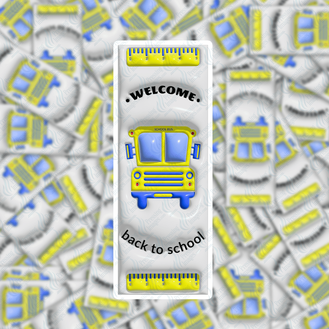 PI 0405 Puffy Bus Bookmark Decal & Acrylic Blank - Pressing Images