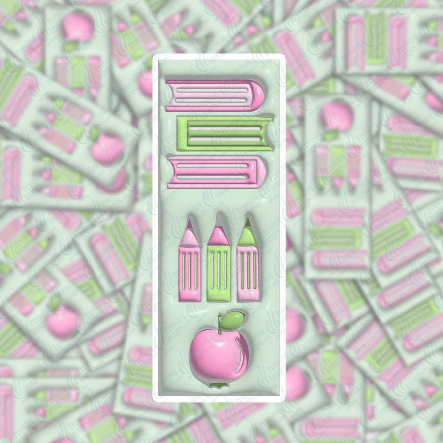 PI 0406 Puffy Books Bookmark Decal & Acrylic Blank - Pressing Images