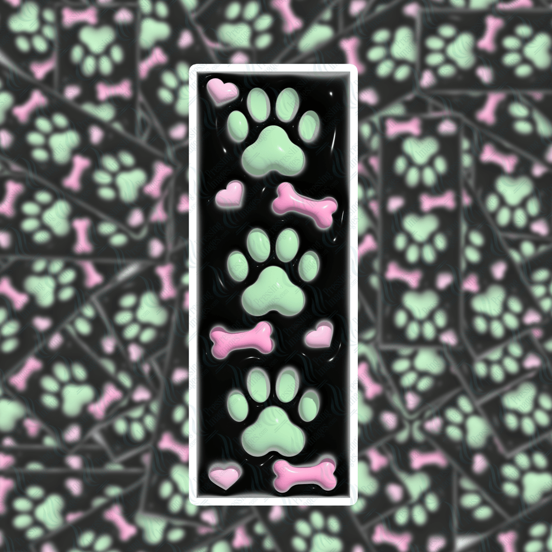 PI 0411 3D Paw Print Bookmark Decal & Acrylic Blank - Pressing Images