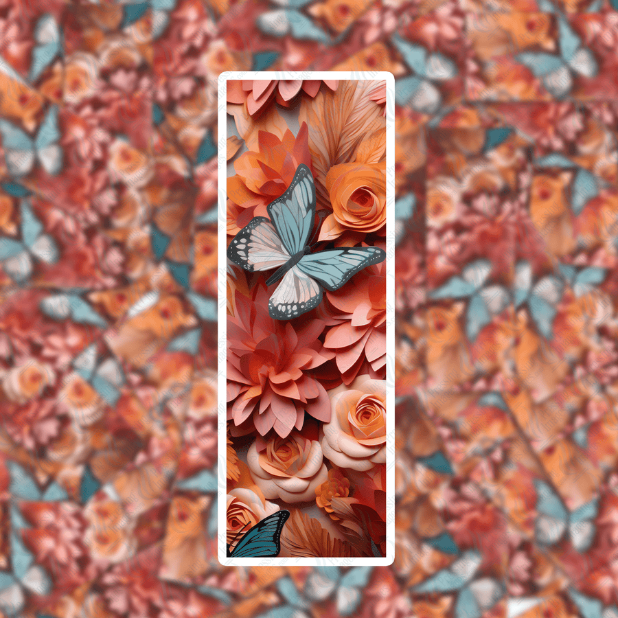 PI 0413 3D Blue Butterfly Bookmark Decal & Acrylic Blank - Pressing Images